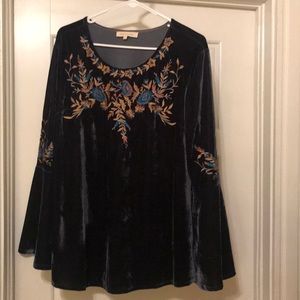 Navy Velvet blouse